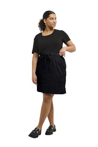 KAFFE CURVE Rock KCnana Damen Große Größen Rock Knielang Baumwollrock Skirt Tunnelzug Sommerrock Black Deep 50 von KAFFE CURVE