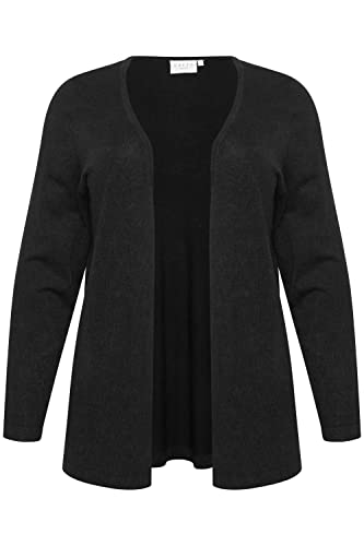 KAFFE CURVE Strickjacke KCfarsia Strickjacke Große Größen Damen Langarm V-Ausschnitt Cardigan Black Deep XL von KAFFE CURVE