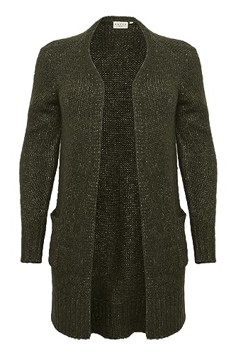 KAFFE CURVE Strickjacke KClioma Kaffe Damen Große Größen Cardigan Offen V-Ausschnitt Lang Glitzer Strickjacke Forest Night Melange XL von KAFFE CURVE