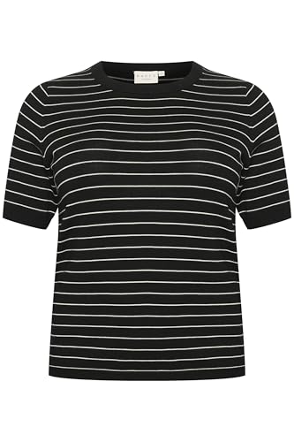 KAFFE CURVE Strickpullover KCmalia L, Black/Turtledove Slim Stripe L von KAFFE CURVE