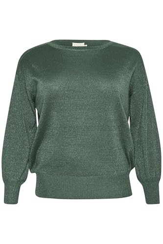 KAFFE CURVE Strickpullover KCregitta Damen Große Größen Strickpullover Langarm Rundhals Glitzer Pullover Garden Topiary M von KAFFE CURVE