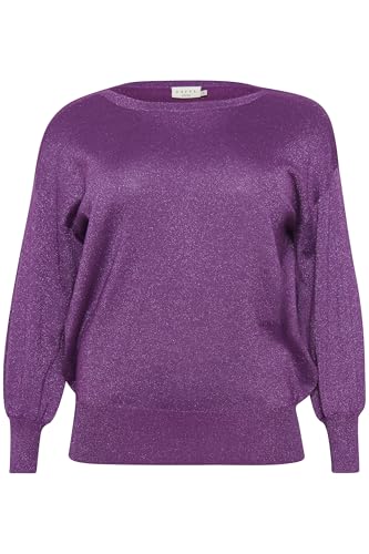 KAFFE CURVE Strickpullover KCregitta Damen Große Größen Strickpullover Langarm Rundhals Glitzer Pullover Gloxinia XL von KAFFE CURVE