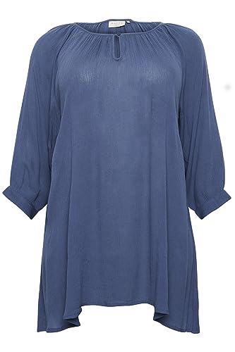 KAFFE CURVE Tunika KCami Damen Tunika 3/4 Arm Casual Rundhals Shirt Große Großen Vintage Indigo 46 von KAFFE CURVE