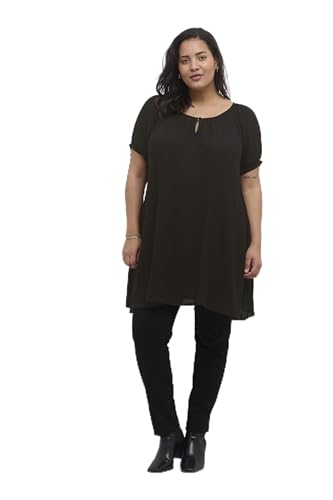 KAFFE CURVE Tunika KCami Tunika Kleid Große Größen Damen Kurzarm Lang Oberteil Tunikakleid Black Deep 42 von KAFFE CURVE