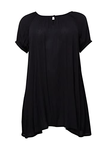 KAFFE CURVE Tunika KCami Tunika Kleid Große Größen Damen Kurzarm Lang Oberteil Tunikakleid 46, Black Deep von KAFFE CURVE