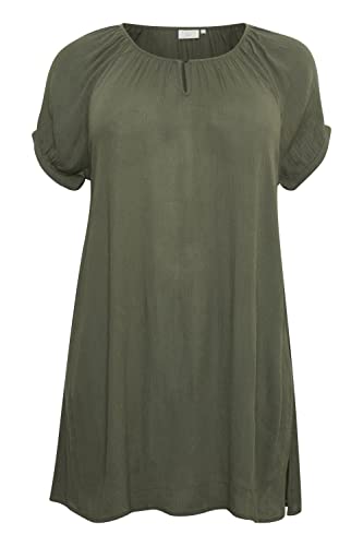 KAFFE CURVE Tunika KCami Tunika Kleid Große Größen Damen Kurzarm Lang Oberteil Tunikakleid 42, Grape Leaf von KAFFE CURVE