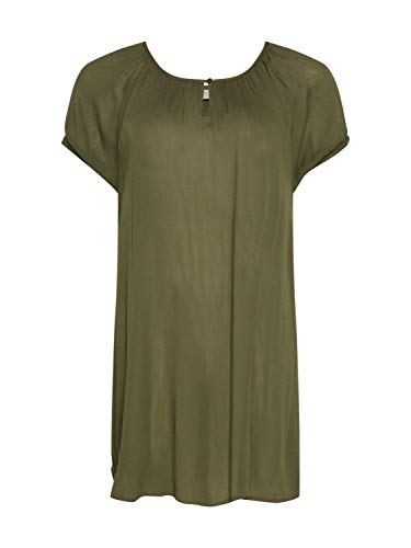 KAFFE CURVE Tunika Kleid Große Größen Damen Kurzarm Lang Oberteil Tunikakleid Grape Leaf 50 von KAFFE CURVE