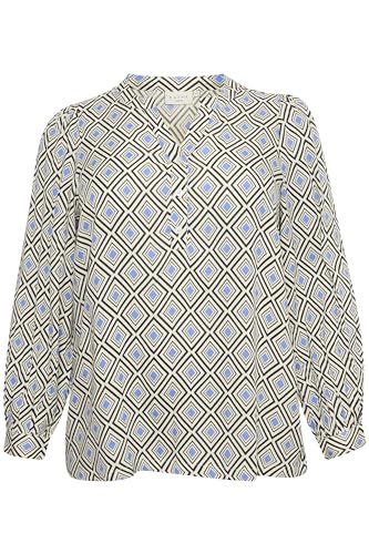 KAFFE CURVE Langarm-Bluse KCsonna 48, Graphis Black/Regatta Print 48 von KAFFE CURVE