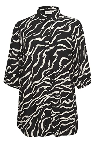 Kaffe Curve Damen KCsonna Shirt, Black/Antique Zebra Print, 44 von KAFFE CURVE