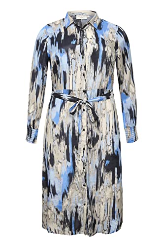 Kaffe Curve Damen Kcolly Olivia Kleid, Blauer Ikatdruck, 46 (Übergröße) von KAFFE CURVE