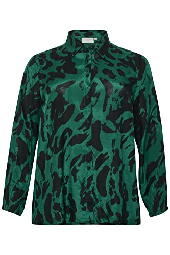 Kaffe Curve Damen Plus-Size Button Up Regular Fit Printed Long Sleeves Shirt, Schwarz/Aventurin Leo, 50/Grande Taille von KAFFE CURVE