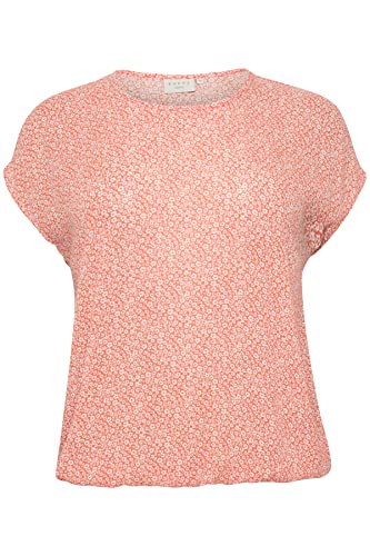 Kaffe Curve Damen Plus-Size Damenbluse, Shorts, Sleeves Round Neck Loose Fit Bluse, Vermillion/Antike Blume, 40 Größen von KAFFE CURVE