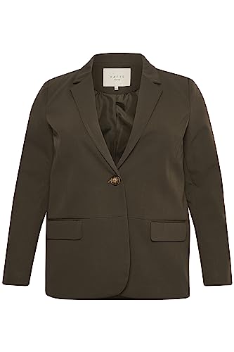 Kaffe Curve Damen Plus Size Lange Ärmel Single Button Front Taschen Blazer, Forest Night, 50 Größen von KAFFE CURVE