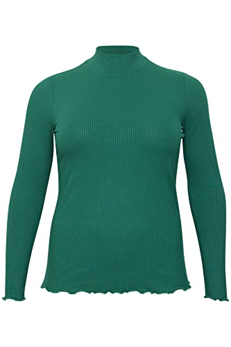 Kaffe Curve Damen Plus-Size Long Sleeves Slim Fit Mock Neck Rib Top T-Shirt, Aventurin, 3XL von KAFFE CURVE