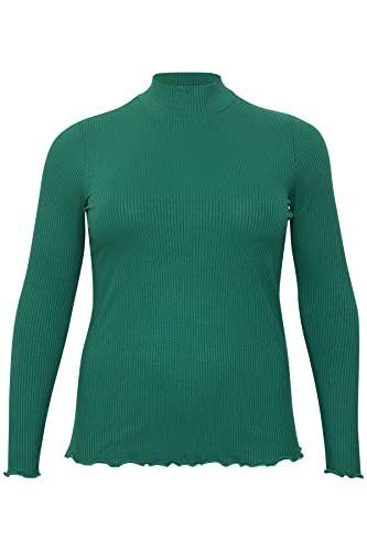 Kaffe Curve Damen Plus-Size Long Sleeves Slim Fit Mock Neck Rib Top T-Shirt, Aventurin, M Grande Taille von KAFFE CURVE