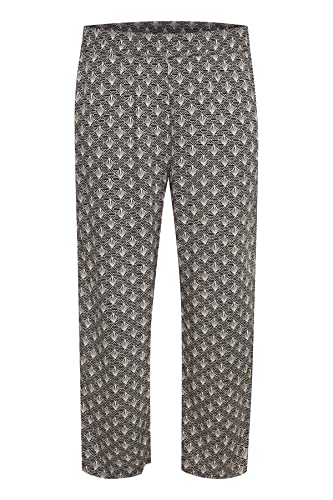 Kaffe Curve Damen Plus Size Wide Loose Printed Pants, Schwarz/Sand Dollar Graphic, 42/L von KAFFE CURVE