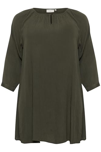Kaffe Curve Damen Plus-Size Women's 3/4 Sleeves Loose Fit Round Neck Tunic, Forest Night, 52 Grande Taille von KAFFE CURVE