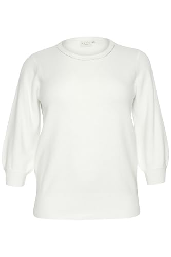 Kaffe Curve Damen Plus Size Women's 3/4 Sleeves Round Neck Regular Fit Pullover, CC Chalk, S Größen von KAFFE CURVE