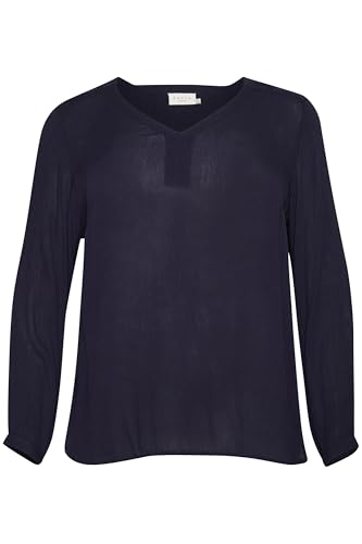Kaffe Curve Damen Plus-Size Women's Blouse Long Sleeves V-Neck Regular Fit Rounded Hem Bluse, Dawn Purple, 46/Grande Taille von KAFFE CURVE