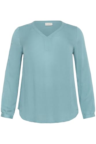 KAFFE CURVE Langarm-Bluse KCami Damen Bluse Langarm V-Ausschnitt Lassig Langarmshirt Große Größen 50, Teal von KAFFE CURVE