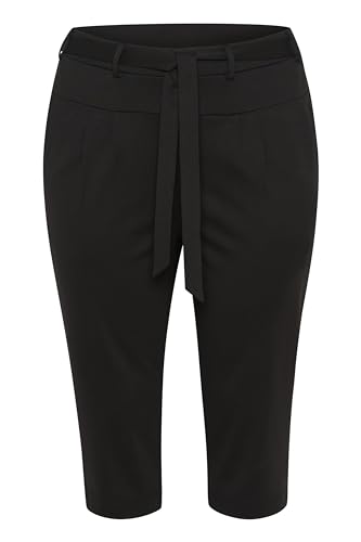 Kaffe Curve Damen Plus Size Women's Capri Pants Slim Fit Tie Belt High-Waisted Hose, Black Deep, von KAFFE CURVE