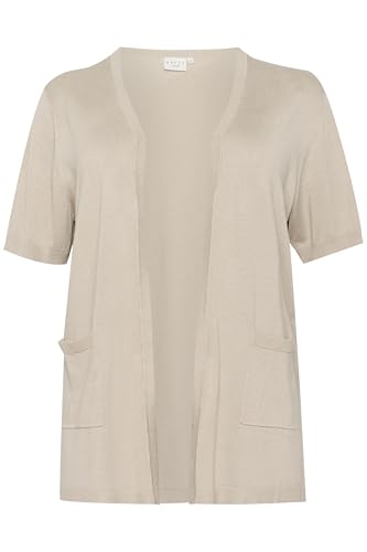 Kaffe Curve Damen Plus Size Women's Cardigan Open Front Pockets Short Sleeves Strickjacke, Feather Gray, L Größen von KAFFE CURVE