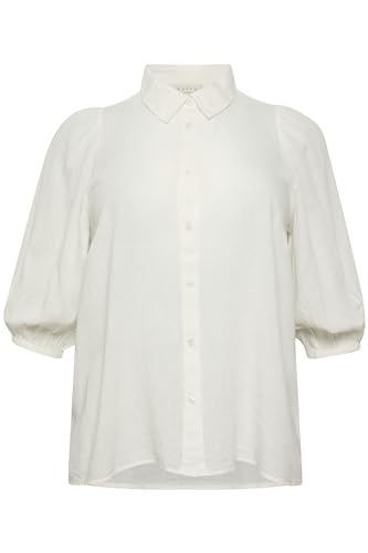 Kaffe Curve Damen Plus Size Women's Casual Fit 3/4 Length Sleeves Button Up Shirt, Chalk, 46/Grande Taille von KAFFE CURVE