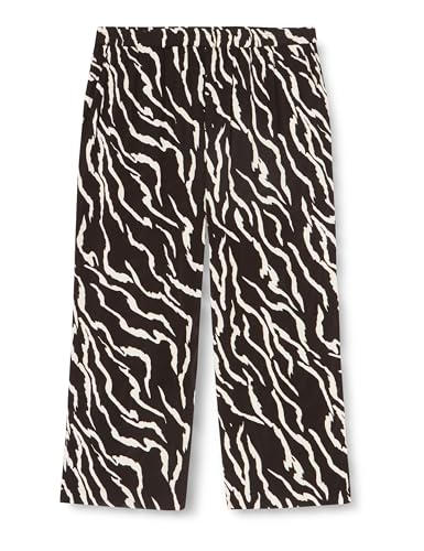 Kaffe Curve Damen Plus-Size Women's Casual Pants Elastic Waist Printed Straight Legs Hose, Black/Antique Zebra Print, von KAFFE CURVE