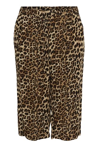 Kaffe Curve Damen Plus Size Women's Culotte Pants Cropped Legs Elastic Waist Printed Hose, Classic Leopard, von KAFFE CURVE