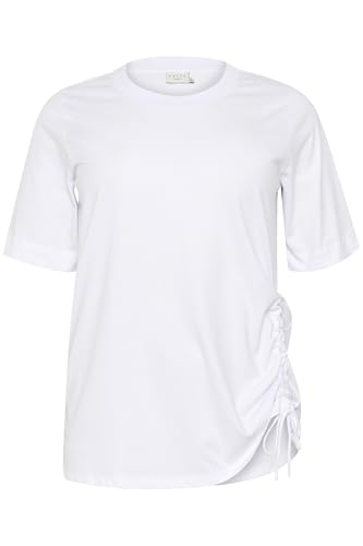 Kaffe Curve Damen Plus Size Women's Drawstring Crew Neck Short Sleeves T-Shirt, Weiß (Optical White), M Grande Taille von KAFFE CURVE