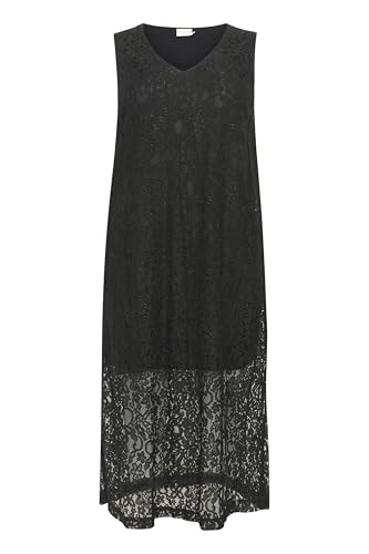 Kaffe Curve Damen Plus Size Women's Dress Lace Sleeveless V-Neck Maxi Length Kleid, Tiefschwarz, 44/Mehr Größe von KAFFE CURVE