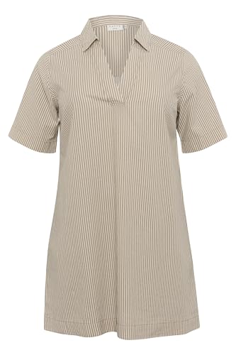 Kaffe Curve Damen Plus Size Women's Dress Polo Neck Short Sleeves A-line Fit Kleid, Chinchilla/White Stripe, 38 Größen Kaffe Curve Damen Plus Size Women's Dress Polo Neck Short Sleeves A-line Fit Kleid, Chinchilla/White Stripe, 38 Größen von KAFFE CURVE