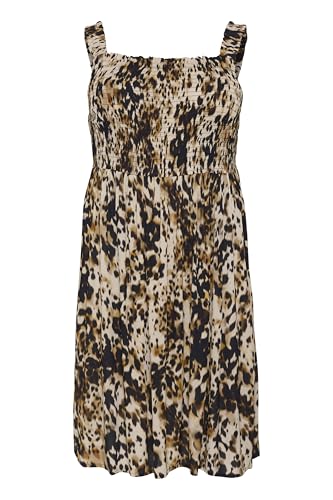 Kaffe Curve Damen Plus Size Women's Dress Sleeveless Smock Top Knee Length Regular Fit Kleid, Leopardenmuster, 44/Mehr Größe von KAFFE CURVE