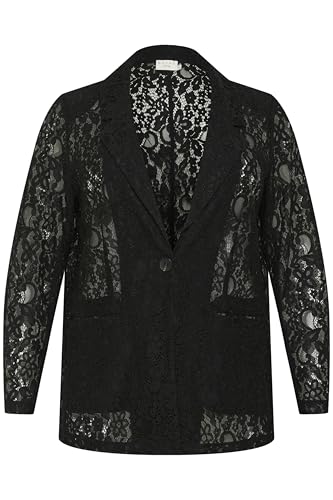 Kaffe Curve Damen Plus Size Women's Lace Single-Breasted Notch Lapel Sheer Blazer, Black Deep, 40 Größen von KAFFE CURVE