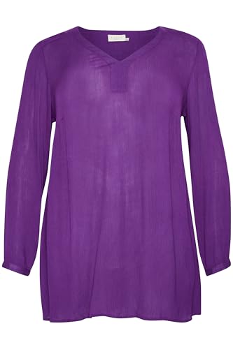 Kaffe Curve Damen Plus-Size Women's Long Sleeves V-Neck Relaxed Fit Rounded Hem Tunic, Gloxinia, 50 Grande Taille von KAFFE CURVE