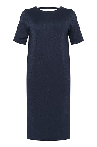 Kaffe Curve Damen Plus Size Women's Maxi Dress Knitted Round Neck Half Sleeves Kleid, Midnight Navy, XL Größen von KAFFE CURVE