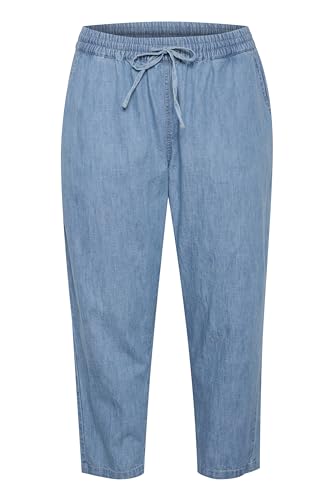 Kaffe Curve Damen Plus Size Women's Pants Ankle Length Elastic Waist Tapered Legs Hose, Medium Blue Chambray, Kaffe Curve Damen Plus Size Women's Pants Ankle Length Elastic Waist Tapered Legs Hose, Medium Blue Chambray, von KAFFE CURVE