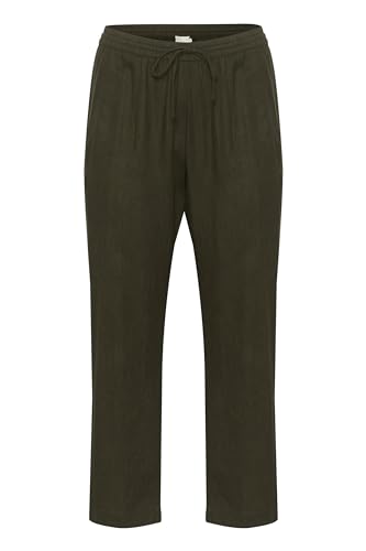 Kaffe Curve Damen Plus-Size Women's Pants Cropped Length Casual Fit Elastic Waist Hose, Forest Night, von KAFFE CURVE