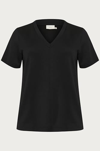 Kaffe Curve Damen Plus Size Women's Regular Fit V-Neck Short Sleeves T-Shirt, Black Deep, 3XL von KAFFE CURVE