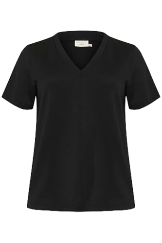 Kaffe Curve Damen Plus Size Women's Regular Fit V-Neck Short Sleeves T-Shirt, Black Deep, S Grande Taille von KAFFE CURVE