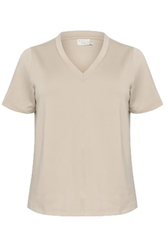 Kaffe Curve Damen Plus Size Women's Regular Fit V-Neck Short Sleeves T-Shirt, Feather Gray, 3XL von KAFFE CURVE