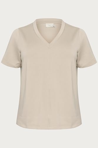 Kaffe Curve Damen Plus Size Women's Regular Fit V-Neck Short Sleeves T-Shirt, Feather Gray, M Grande Taille Kaffe Curve Damen Plus Size Women's Regular Fit V-Neck Short Sleeves T-Shirt, Feather Gray, M Grande Taille von KAFFE CURVE