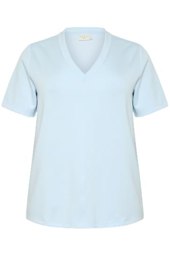 Kaffe Curve Damen Plus Size Women's Regular Fit V-Neck Short Sleeves T-Shirt, Nantucket Breeze, 3XL von KAFFE CURVE