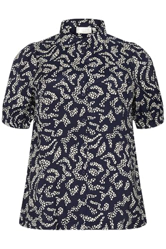 Kaffe Curve Damen Plus Size Women's Short Sleeves Buttons Regular Fit Printed Shirt, Midnight Marine Lace Print, 48 DE/Groß von KAFFE CURVE