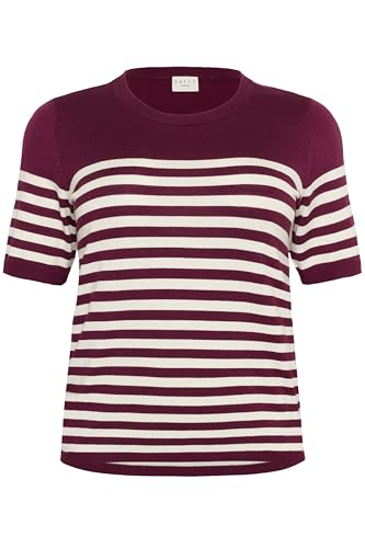 Kaffe Curve Damen Plus Size Women's Short Sleeves Slim Fit Round Neck Pullover, Windsor/Turtledove Half Stripe, L Größen von KAFFE CURVE