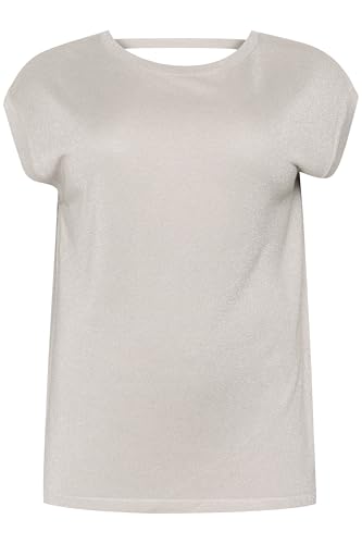 Kaffe Curve Damen Plus Size Women's T-Shirt Knit Short Sleeves Round Neck Regular Fit Pullover, Feather Gray, L Größen von KAFFE CURVE