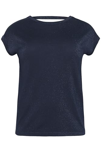 Kaffe Curve Damen Plus Size Women's T-Shirt Knit Short Sleeves Round Neck Regular Fit Pullover, Midnight, Marineblau, M Größen von KAFFE CURVE