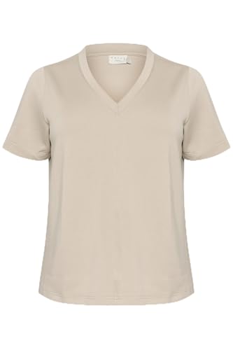 Kaffe Curve Damen Plus Size Women's T-Shirt Regular Fit V-Neck Short Sleeves Unterhemd, Kunstleder, S von KAFFE CURVE