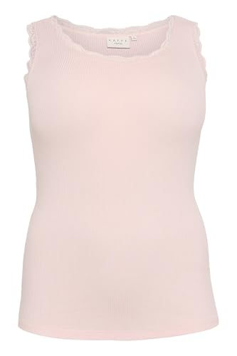 Kaffe Curve Damen Plus Size Women's Tank Scoop Neck Slim Fit Lace Rib Jersey Top, Lotus, 3XL von KAFFE CURVE
