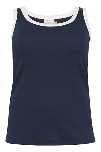 Kaffe Curve Damen Plus Size Women's Tank Top Contrast Detail Slim Fit Round Neck Tops, Midnight Marine, L Größen von KAFFE CURVE